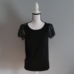 Ann Taylor LOFT Lace Sleeved Knit Top Size S Pet